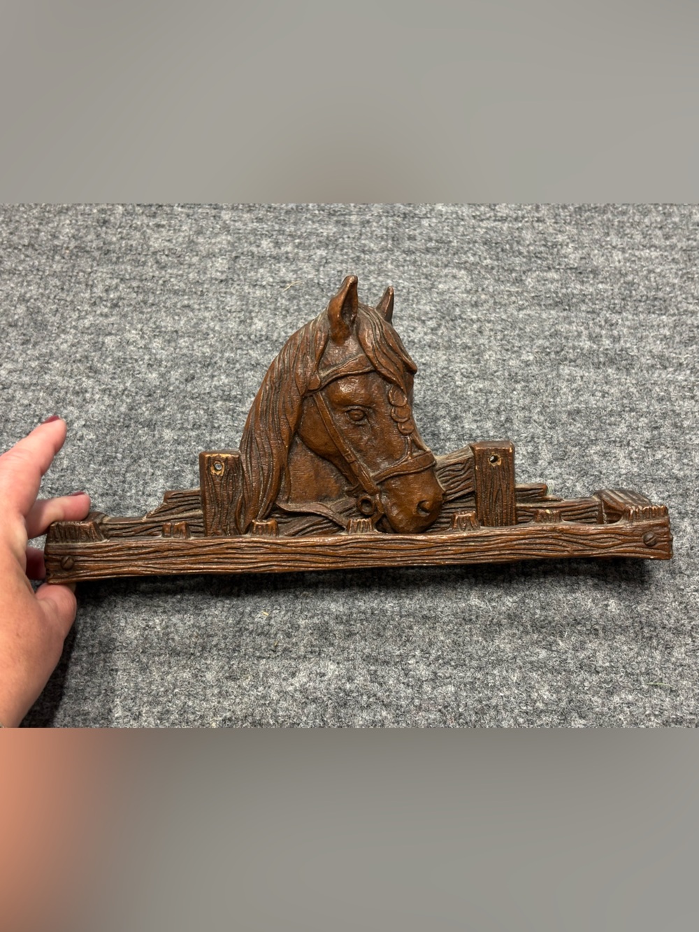 Rustic 1960s Horse Wall Rack for Pipes or Ties